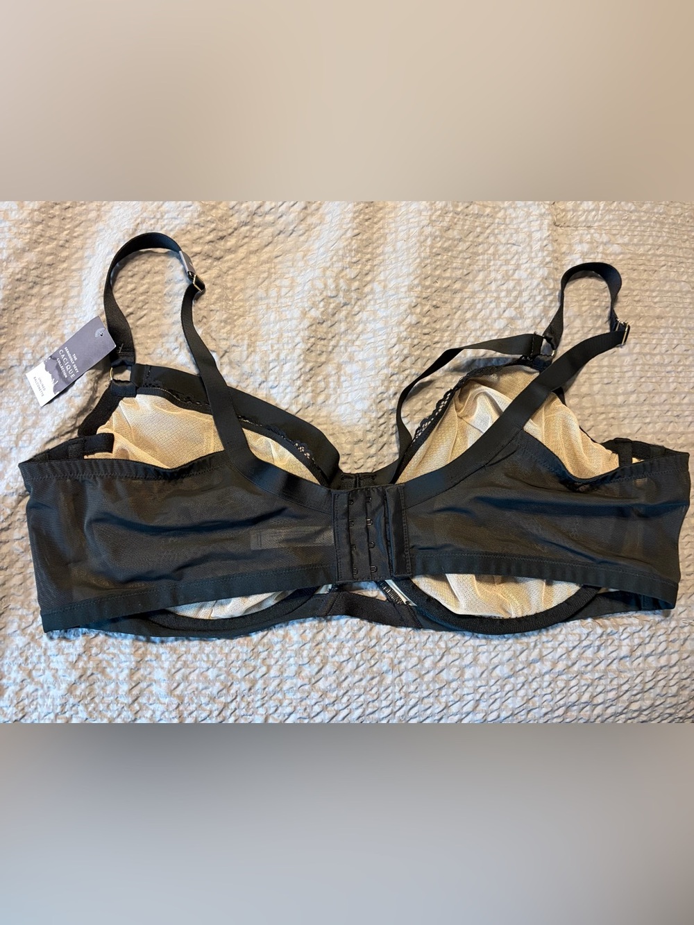Cacique Lane Bryant Bra 50DDD Fishnet Lace Unlined Balconette Underwire Black - Picture 4 of 10